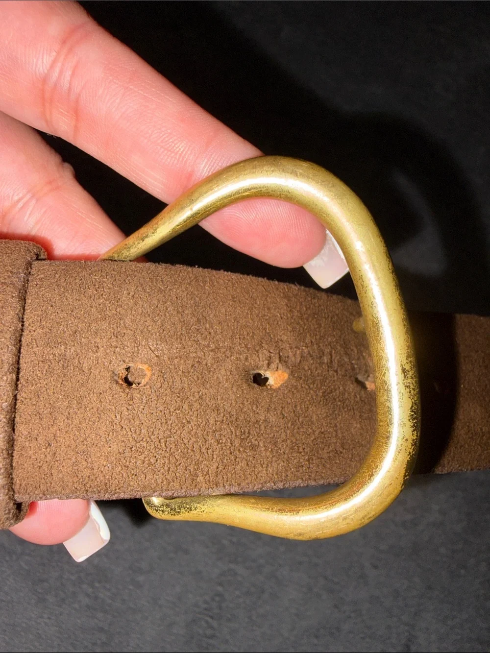 Halston- Brown Ultrasuede & Cowhide Belt Size 32